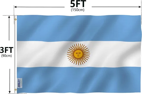 Vista 7 de Anley Fly Breeze - Bandera argentina de 3 x 5 pies, color vivo y a prueba de decoloración, cabecera de lona y doble costura, banderas nacionales
