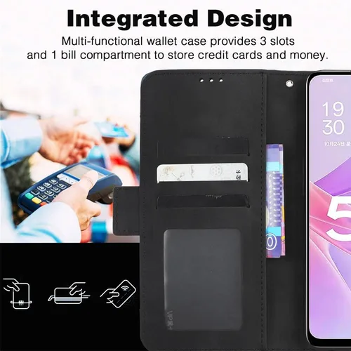 Vista 6 de Funda compatible con Nothing Phone 1, funda de cuero con tapa para tarjetero, accesorios para celulares, fundas de teléfono, color negro