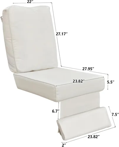Vista 6 de Cojín de repuesto reclinable para interiores y exteriores, para muebles de patio silla sofá, cojín lavable para asiento profundo, protección UV Beige