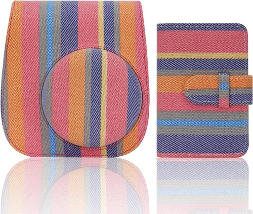 Vista 15 de Funda para cámara instantánea compatible con Fujifilm Instax Mini 12 11/9/8/8+ bolsa de piel sintética con bolsillo y correa ajustable para el Negro