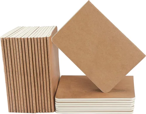 Vista 8 de EUSOAR Cuaderno en blanco, paquete de 24 cuadernos A6 de 3.9 x 5.5 pulgadas, 60 páginas sin forro, diario de viaje, juego de bloc de notas a granel