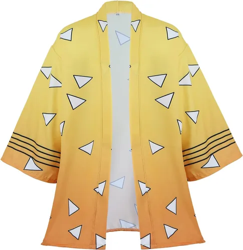 Vista 2 de Batas de anime Tanjiro, disfraz de cosplay Zenitsu Kimono