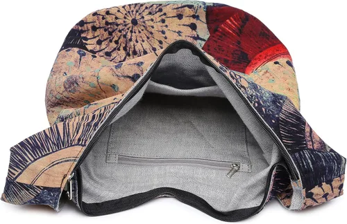 Vista 5 de Bolsa de hombro para mujer, de lona en estilo hippie/bohemio para llevar cruzada al hombro, disponible en diferentes colores y estampados