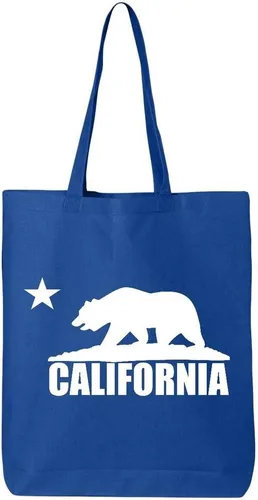 Vista 8 de shop4ever Cali White Bear Cotton Tote California Bolsa de compras reutilizable Eco