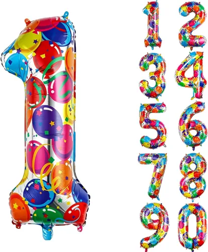 Vista 68 de Globos gigantes de helio de aluminio de 40 pulgadas, color negro, globos digitales grandes del número 0 para decoración de fiesta de cumpleaños