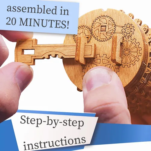 Vista 6 de iDventure Kryptos - Caja de rompecabezas 3D con código secreto - Caja de dinero Cryptex - Caja de tesoro de madera pequeña de regalo para adultos