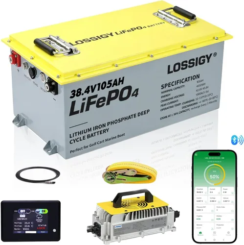 Vista 10 de LOSSIGY Batería de litio de 36V para carrito de golf con cargador y monitor de 25A, kit de conversión de 36 voltios para carrito de golf, perfecto