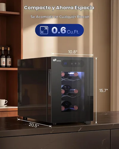 Vista 2 de Upstreman Refrigerador de vino pequeño de 6 botellas, refrigerador de vino
