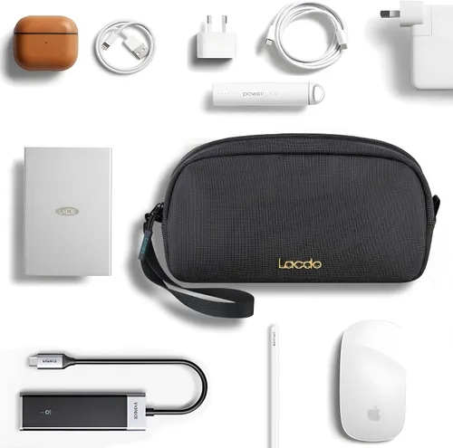 Vista 7 de Lacdo Organizador de artículos electrónicos, estuche de viaje, organizador de cables para artículos esenciales, resistente al agua, accesorios