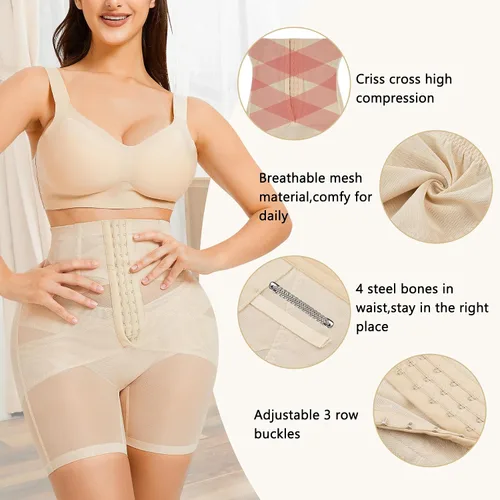 Vista 4 de Faja moldeadora de cuerpo para mujer, con control de abdomen, pantalones cortos para levantamiento de glúteos, fajas colombianas, entrenador