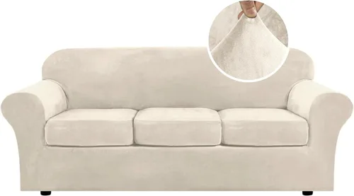 Vista 72 de H.VERSAILTEX - Funda elástica para sofá de 2 piezas, funda protectora de terciopelo, suave, con parte inferior elástica, con un ancho de hasta 49