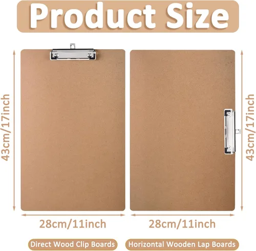 Vista 2 de Jspupifip Paquete de 2 portapapeles de 11 x 17 pulgadas con clip de perfil bajo, portapapeles de madera extra grande, tablero de dibujo de arte