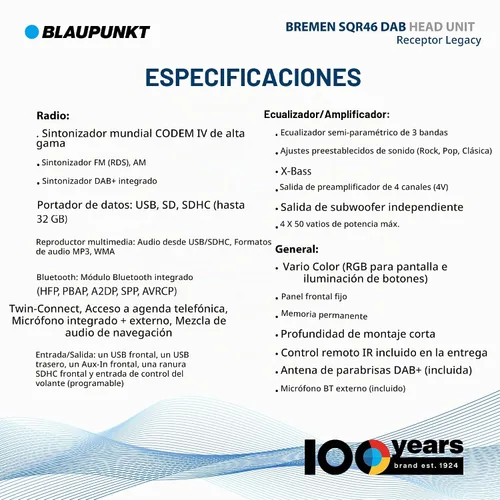 Vista 3 de BLAUPUNKT Bremen SQR 46 DAB Retro Car Stereo 80s Classic Bluetooth USB SD AUX - Negro