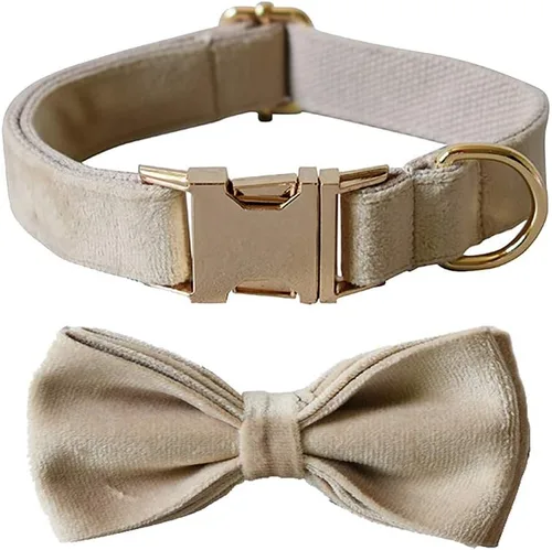 Vista 14 de Love Dream Collar de perro Bowtie de terciopelo, con hebilla de metal desmontable, suave, cómodo, ajustable, para perros pequeños, medianos