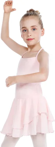 Vista 3 de HiDance Leotardos de ballet para niñas, vestido de baile de bailarina, leotardos de ballet con falda