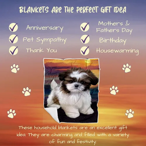 Vista 7 de Sunset Shih Tzu Dog Blanket - Lightweight Super Soft Cozy and Durable Bed Blanket - Animal Theme Fuzzy Luxury Soft Blanket for Sofa Bed Couch