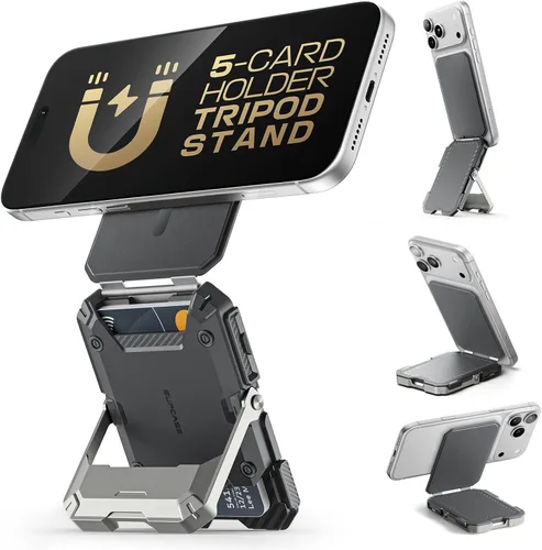 Vista 10 de SUPCASE para cartera MagSafe con soporte, cartera magnética para hombres, [contiene 5 tarjetas] [soporte ajustable] [bloqueo RFID] soporte