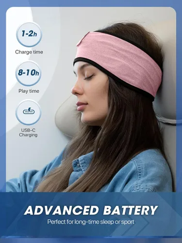 Vista 6 de Auriculares para dormir, inalámbricos, diadema Bluetooth, cómoda máscara de ojos para dormir, diadema deportiva, accesorios tecnológicos, regalos