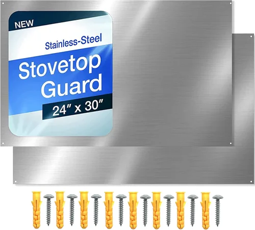 Vista 7 de CALPALMY Panel de protección contra salpicaduras de metal de 30 x 18 pulgadas para estufa – Lámina de protección contra salpicaduras de metal