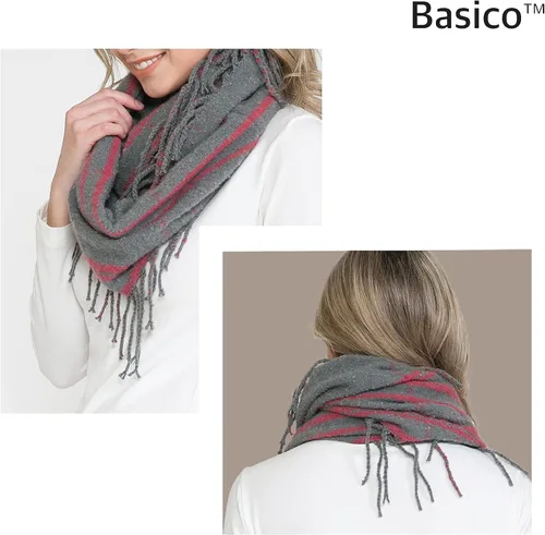 Vista 4 de BASICO Bufandas de otoño e invierno para mujer, bufanda infinita a cuadros para clima frío