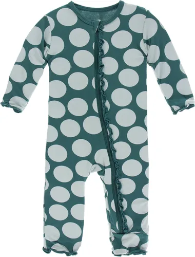 Vista 70 de KicKee Pants Mono sólido con volantes y cremallera Verde aloe