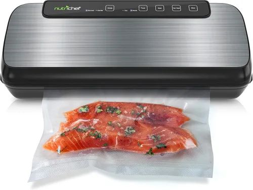 Vista 10 de NutriChef Selladora al vacío automática para alimentos con función de doble sellado, sistema eléctrico de sellado al vacío para alimentos secos