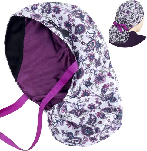 Vista 24 de Scrub Caps for Women Surgical Caps Nurse Hat Functional Ponytail Holder for Long Hair Single or Satin-Lined