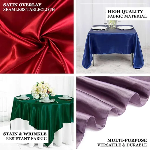 Vista 4 de Efavormart Paquete de 5 Sobremanteles Cuadrados de Satén de 60" para Decoraciones de Mesa de Bodas, Catering y Fiestas, Cubierta de Mantel Negro