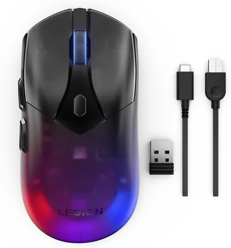 Vista 7 de Lenovo Legion M410 Mouse Inalámbrico RGB para Juegos – Mouse de 6 Botones con Agarre Palmar con 16,000 DPI, Batería Recargable de 53 Horas