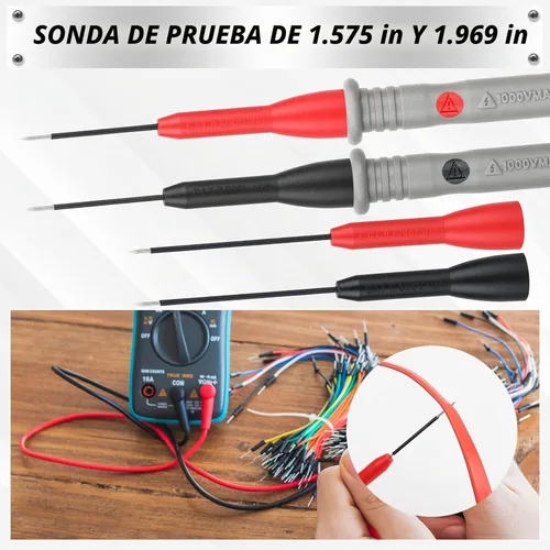 Vista 3 de SWANLAKE - Juego de cables de prueba de multímetro de 11 piezas, sondas de multímetro CAT III 1000V 20A con clips de cocodrilo, sonda de aguja, clip