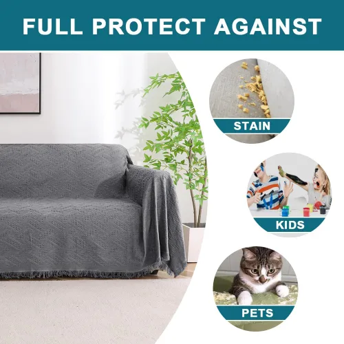 Vista 5 de Turquoize - Funda para sofá de algodón de color gris, protector para sofá, funda para sofás, fundas para sofá seccional lavables para perros