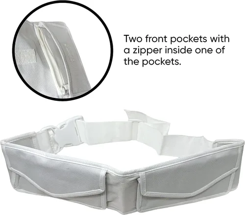 Vista 5 de Zenia Cinturón ajustable Ihram de tamaño libre con soporte para teléfono Cinturón antirrobo para Hajj Umrah, Blanco