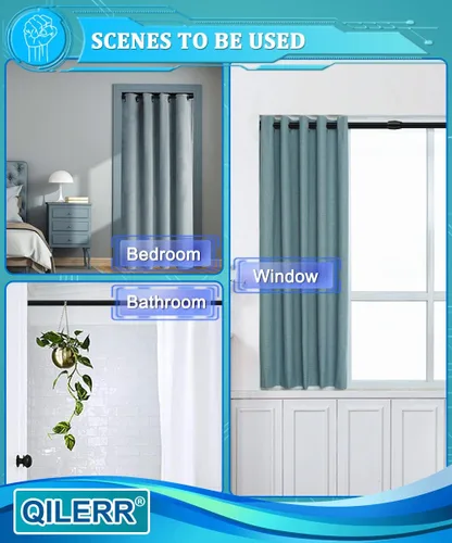 Vista 10 de Barras de tensión pequeñas de 16 a 28 pulgadas, barra de cortina corta ajustable, barras de tensión de resorte resistentes para ventanas, cortinas