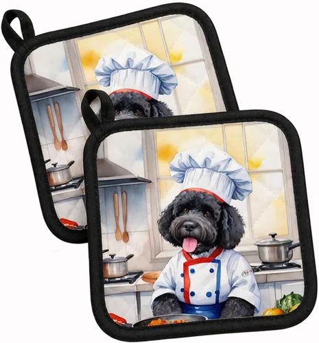 Vista 103 de Caroline's Treasures Coton de Tulear El Chef Par de Agarraderas de Ollas de Cocina Resistentes al Calor Juegos de Agarraderas de Ollas Almohadillas