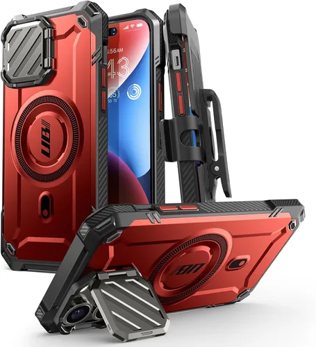 Vista 10 de SUPCASE Funda para iPhone 14 Pro Max con Cubierta de Cámara y Soporte (UB Mag XT), [Compatible con MagSafe] [Clip de Cinturón Integrado] Funda
