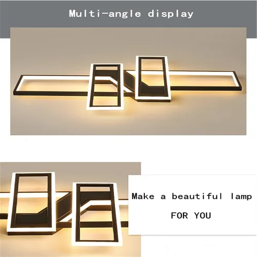 Vista 8 de SMG Moderna lámpara de techo LED para dormitorio, lámpara LED regulable de 35 pulgadas, lámpara de techo de diseño cuadrado de montaje empotrado