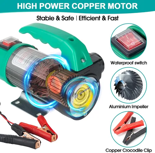 Vista 2 de AIGMISON Bomba de transferencia de diésel 12V 260W con manguera de apagado automático, kit de bomba extractora de transferencia de combustible
