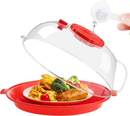 Vista 13 de Tapa Protectora contra Salpicaduras para Microondas de 10.2 Pulgadas con Vaporizador de Agua, Protector Transparente contra Salpicaduras