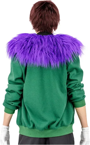 Vista 3 de C-ZOFEK Disfraz de anime, chaqueta verde con cuello de piel, Verde