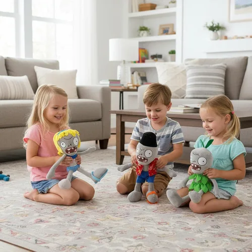 Vista 8 de Dyharnsty Juego de 3 bonitos juguetes de peluche de zombi, muñeca de peluche de PVZ para niños, grandes regalos para niños y fanáticos