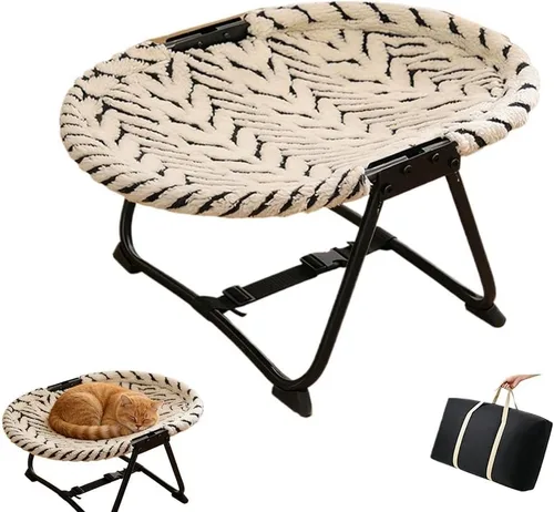 Vista 10 de Hamaca para gatos, cuna elevada independiente para perros en interiores y exteriores, cama plegable para mascotas sin montaje con malla