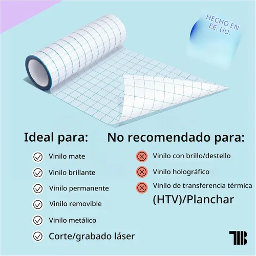 Vista 3 de TapeManBlue Cinta de transferencia transparente para vinilo, rollo de 12 pulgadas x 100 pies con rejilla, cinta de transferencia de vinilo de alta