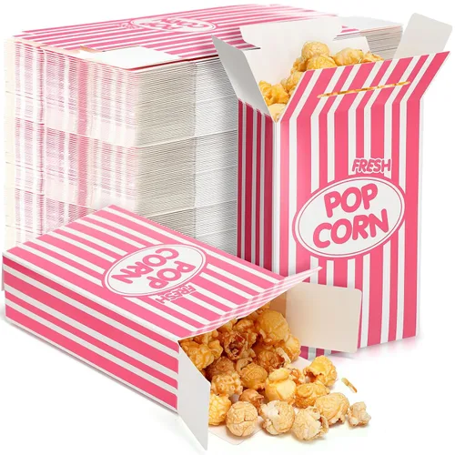 Vista 10 de Xinnun 300 cajas de papel para palomitas de maíz, 1 onza, a prueba de aceite, desechables, a rayas, contenedores, soportes de papel a prueba