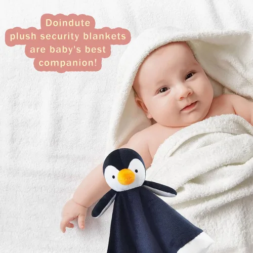 Vista 5 de Manta de seguridad suave de pingüino negro para bebé, manta de felpa con personaje de pingüino, regalo de baby shower/cuarto de bebé, bebé recién