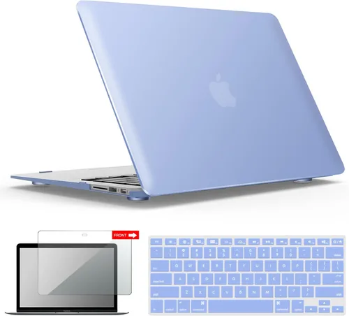 Vista 28 de iBenzer Carcasa rígida de plástico con superficie suave 3 en 1 y cubierta para teclado y protector de visualización para MacBook Air, Negro