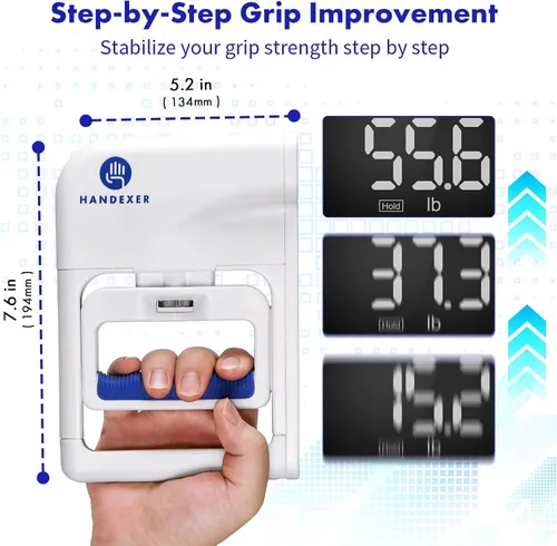 Vista 5 de Grip Strength Tester 265lb/120kg, Digital Hand Dynamometer FDA Registered with Backlit LCD for Grip Strength Testing and Training