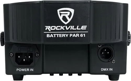 Vista 4 de Rockville Luz de lavado DMX recargable RGBWA+UV de batería PAR 61 de 36W, haz de 25 grados, baterías reemplazables, control remoto IR, activada por