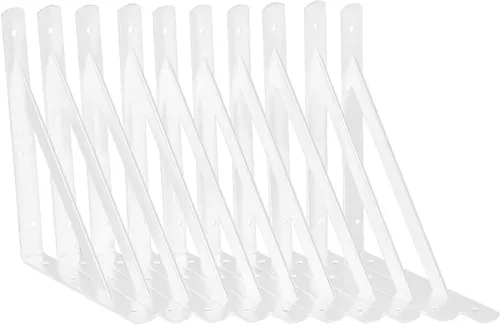 Vista 8 de Soportes de estante de 6 pulgadas, paquete de 8 soportes en L resistentes para estantes, soportes de metal triangulares de 90 grados para estantes