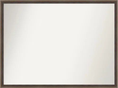 Vista 119 de Amanti Art Brown Bathroom Mirror for Over Sink, 21x33 Custom Made Hardwood Wedge Mocha Rectangle Vanity Mirror, Large Modern Wood Frame, Hangs