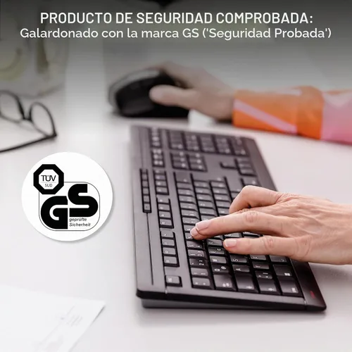 Vista 6 de Cherry Teclado Stream inalámbrico, teclado inalámbrico, conexión de 2,4 GHz, teclas silenciosas, diseño delgado, funciona con pilas, interruptores